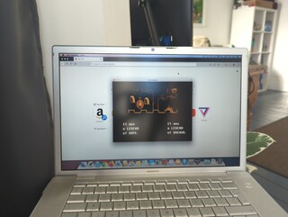 Photo of the Early 2008 15 inch MacBook Pro playing the intro to Delatrune Chapter 1